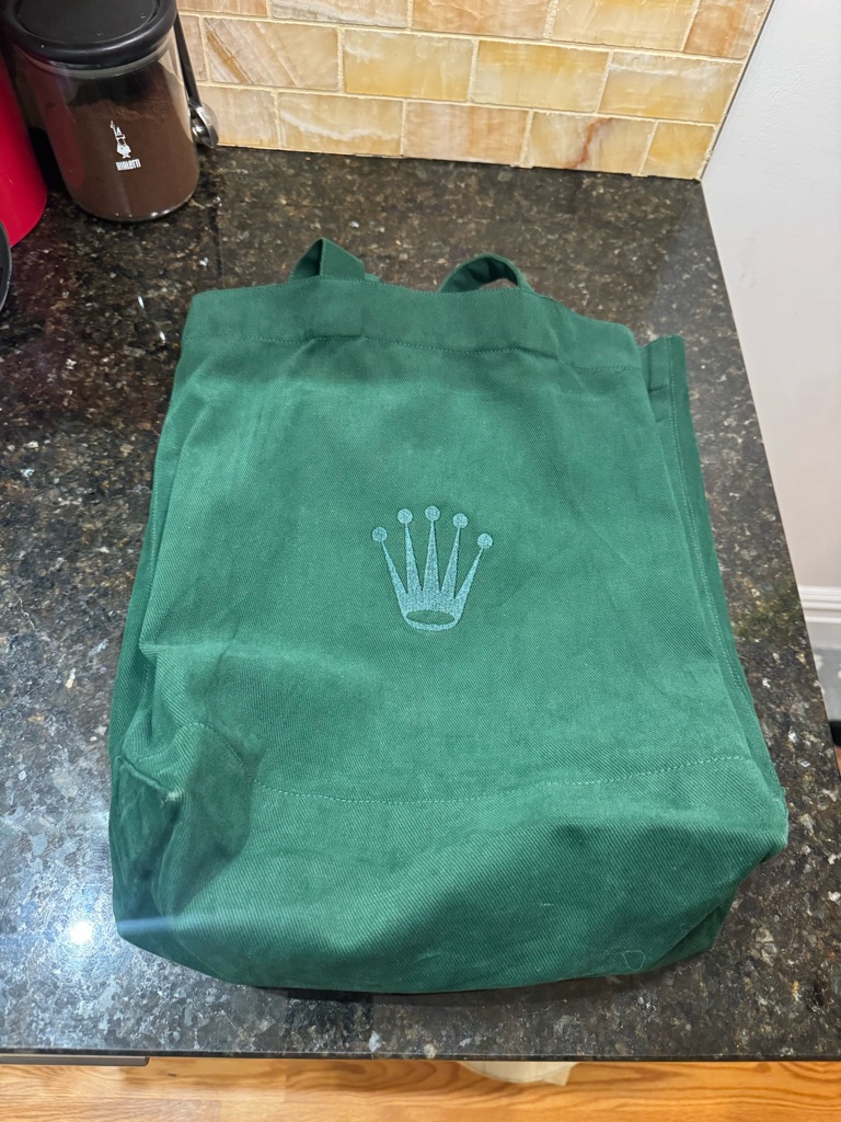 Rolex Green Canvas Messenger Bag With Crown Emblem